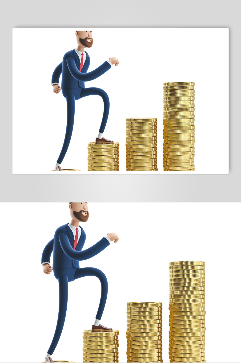 创意金币卡通立体商务人物素材素材