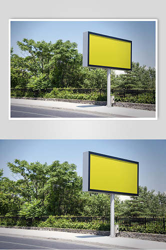 黄色高架宣传海报广告牌场景样机