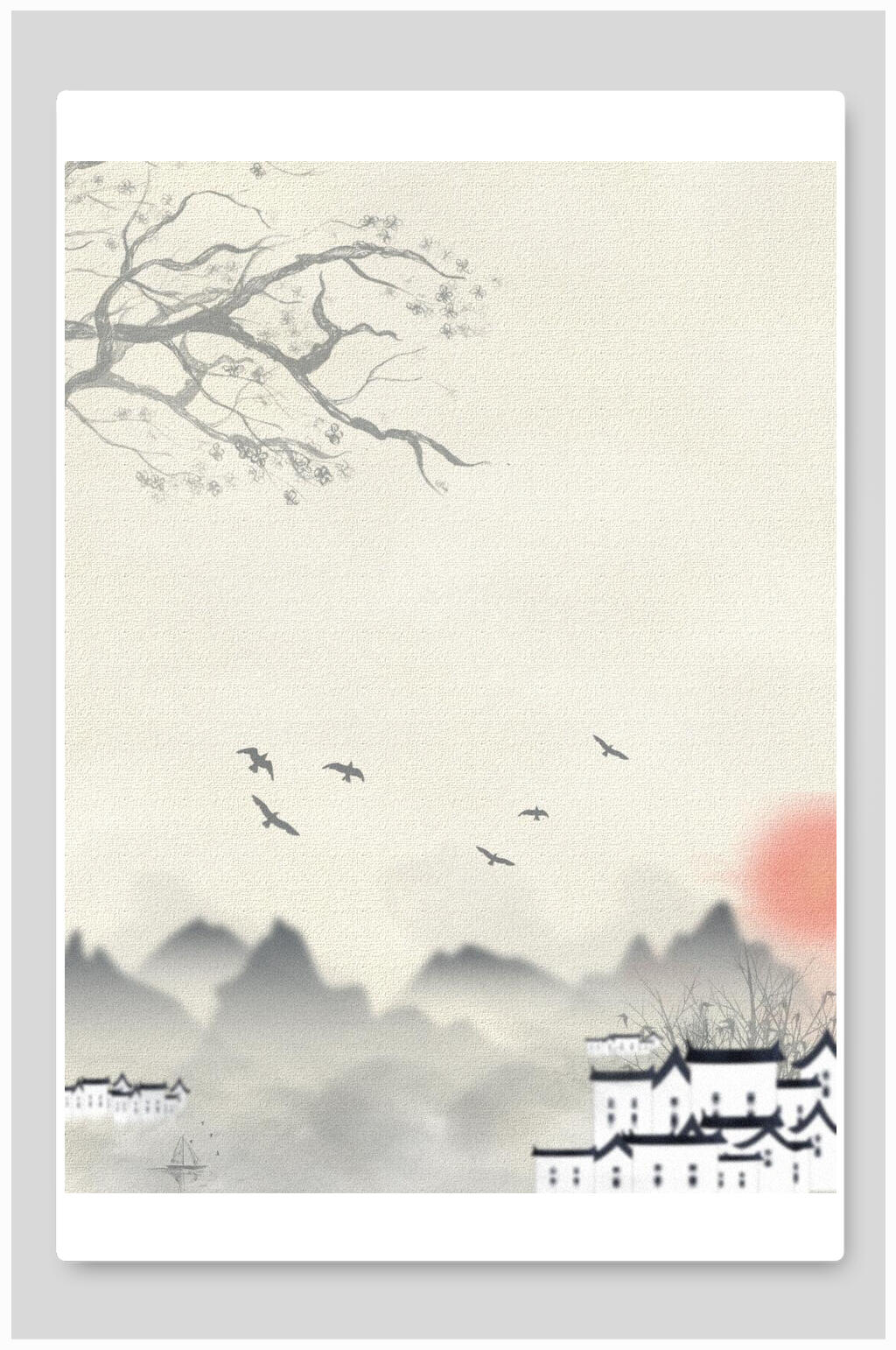 中国风古风工笔画背景素材