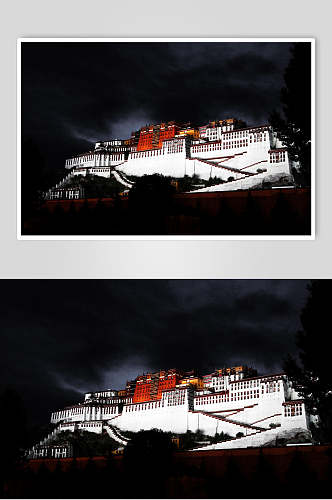 夜景实拍布达拉宫风景图