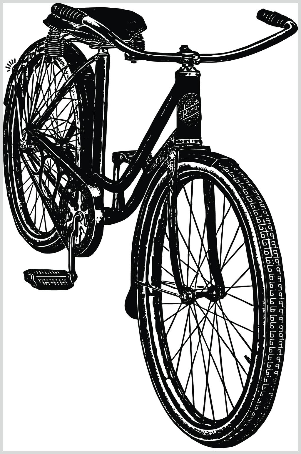 自行车细节图手绘图片