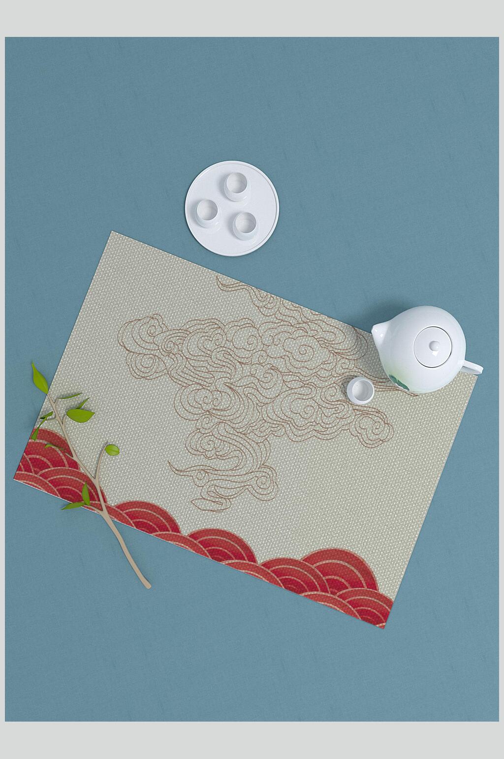长方形线条蓝新年礼盒贴图样机素材