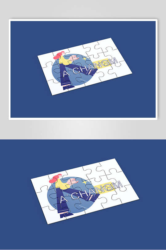 拼图英文字母蓝品牌形象vi样机