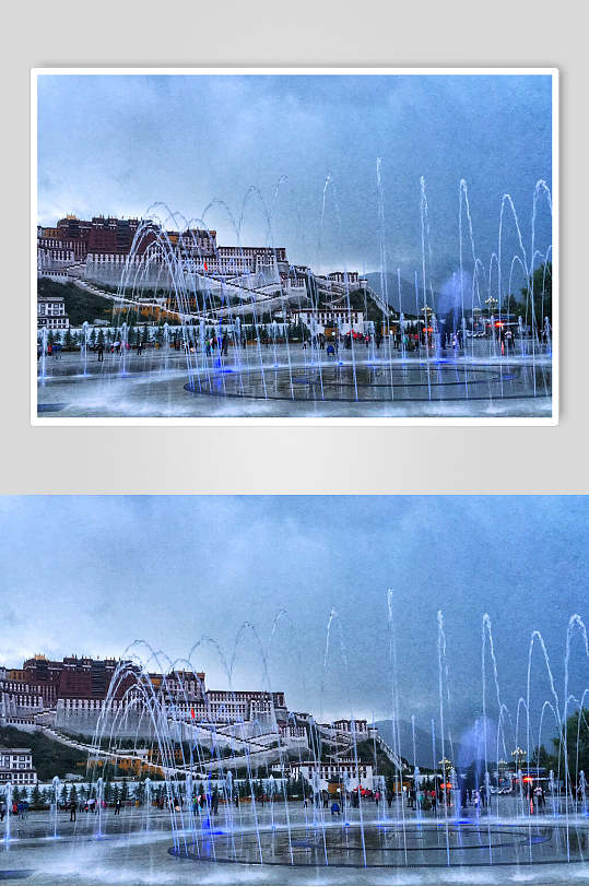 喷泉布达拉宫风景图