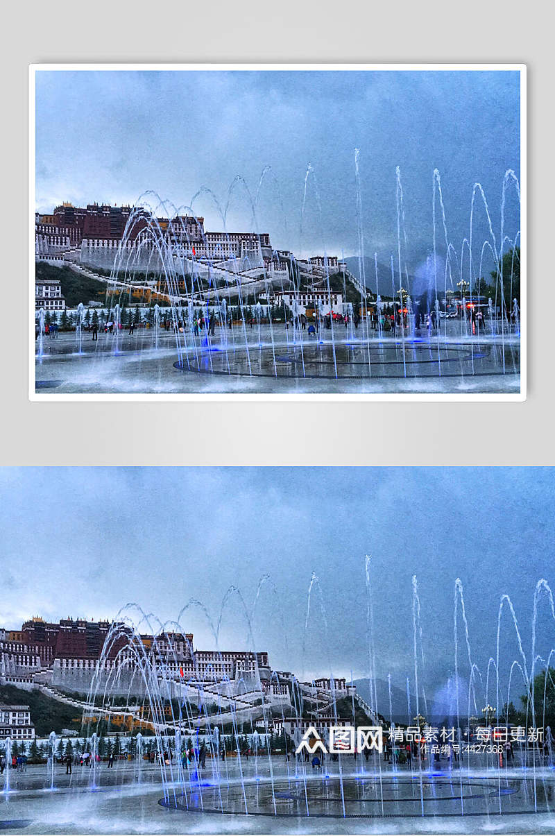 喷泉布达拉宫风景图素材