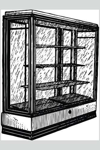 线条柜子简约黑白家用电器矢量素材