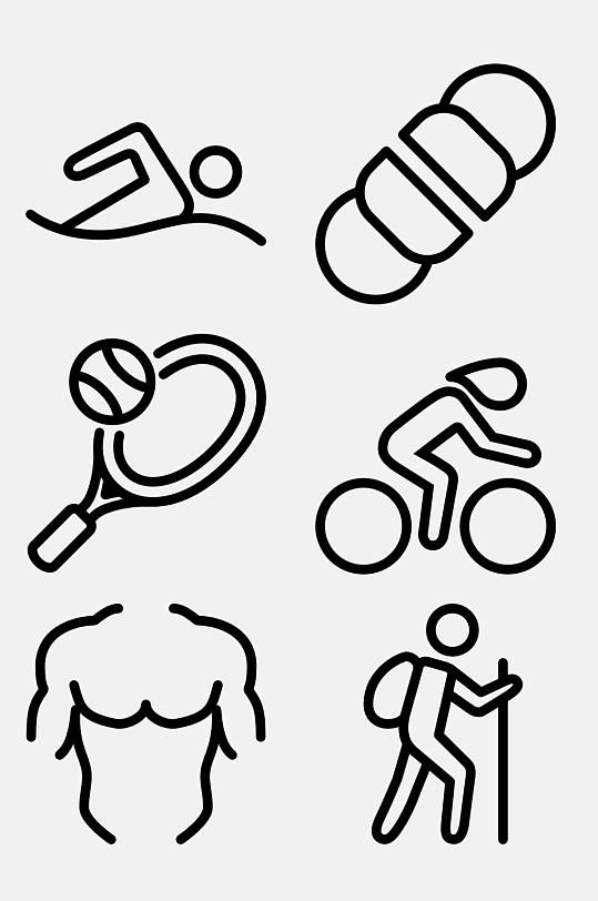骑车鸡肉线性运动简约图标免抠素材