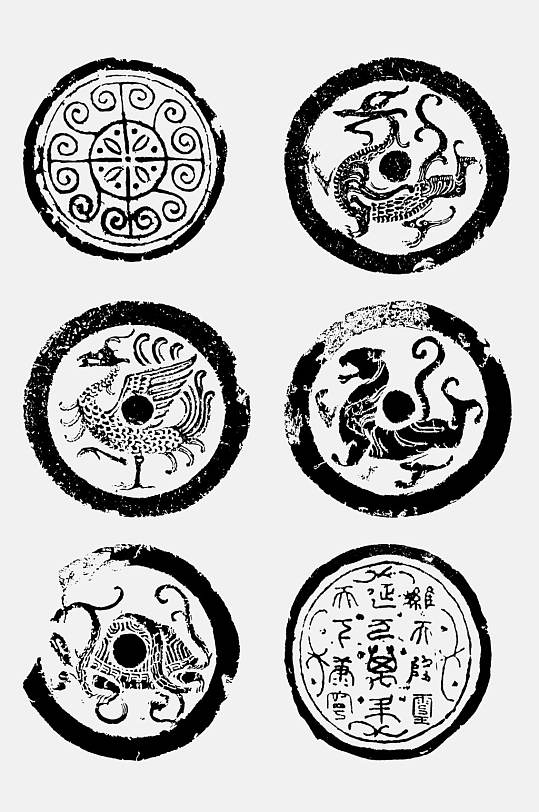 唯美簡(jiǎn)約線條古代拓印圖案免摳素材