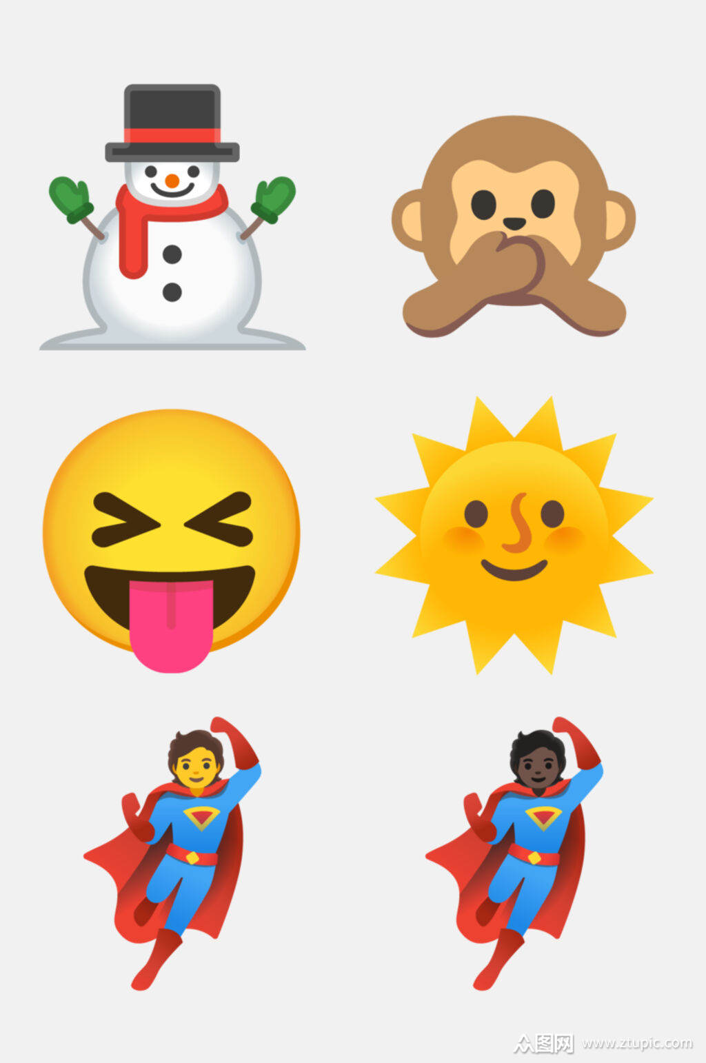 超人太阳卡通创意表情包免抠素材素材