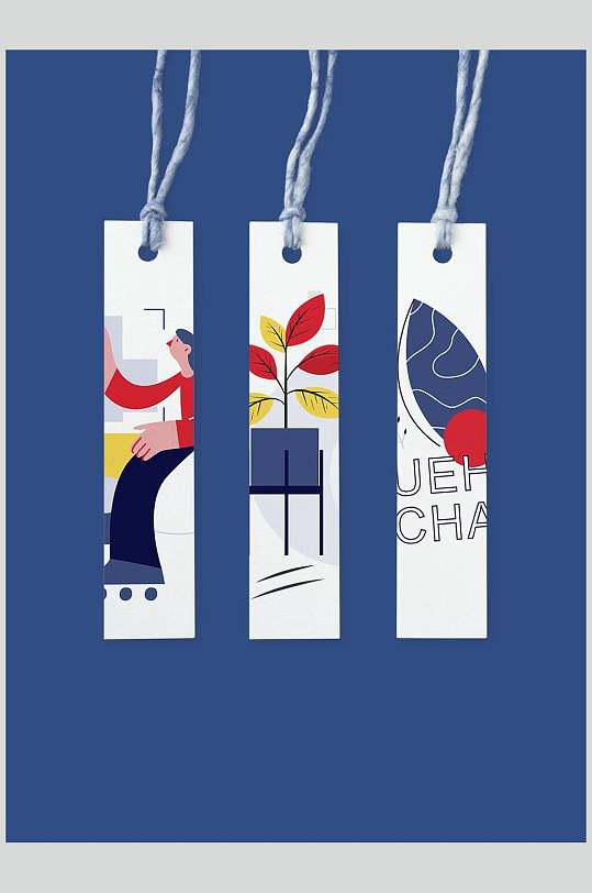 人物插画书签品牌形象vi样机