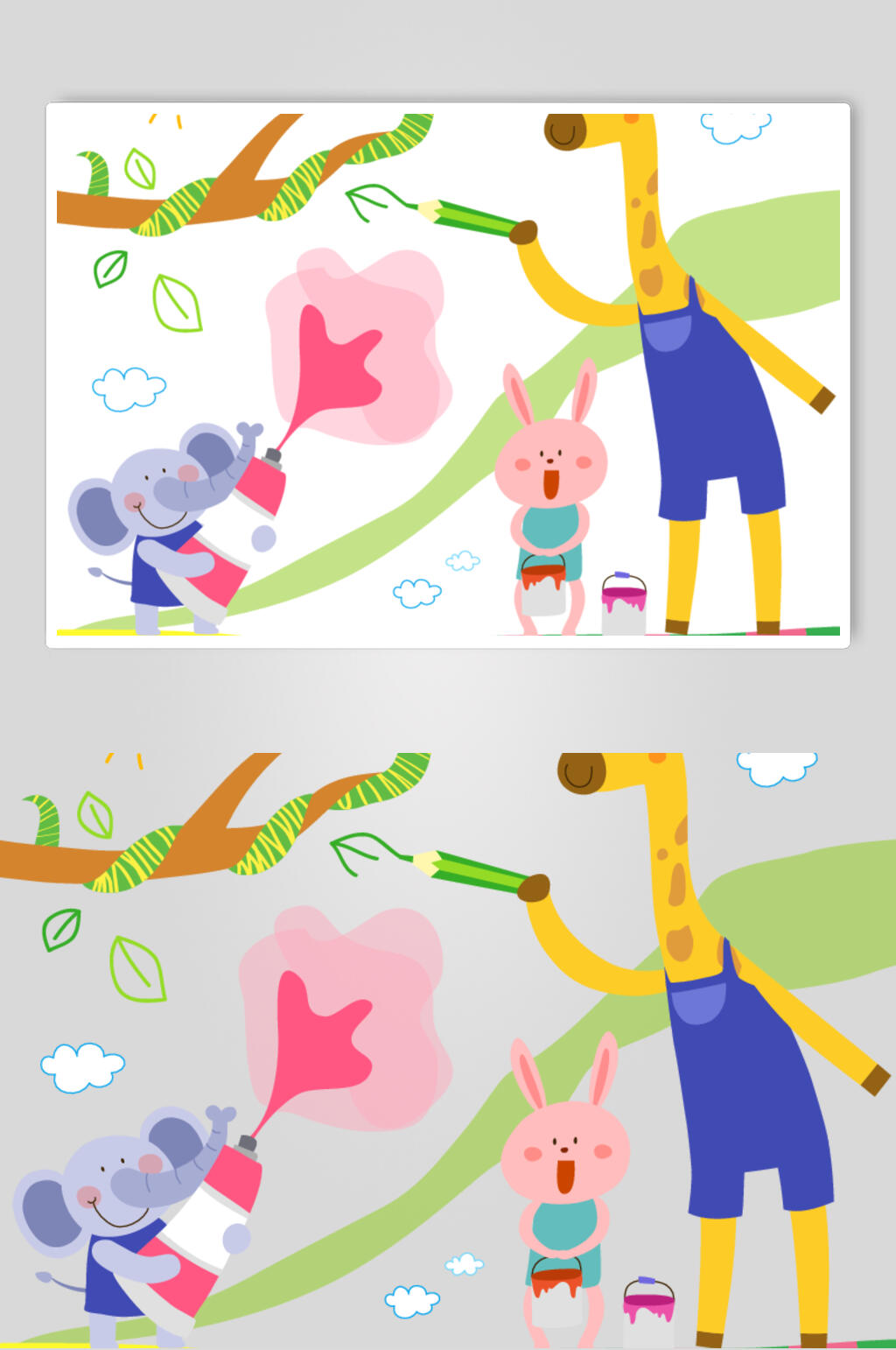 蛇可爱云朵动物儿童插画矢量素材素材