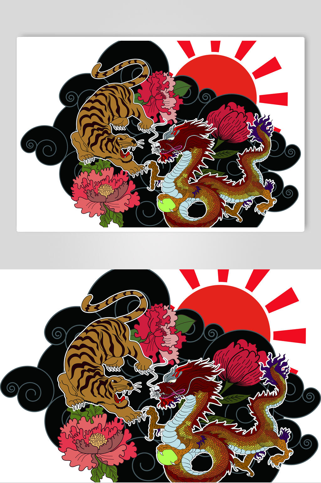 猛虎神兽矢量图案素材素材