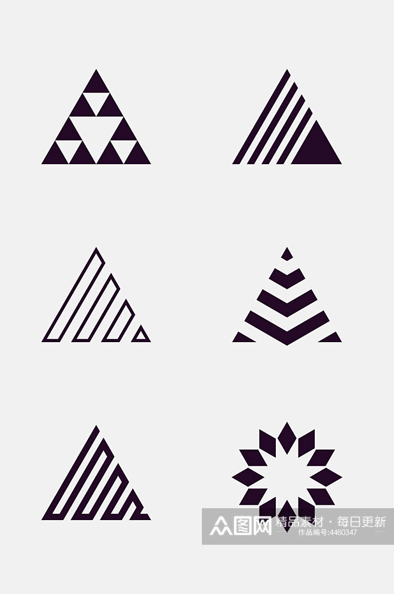 三角形黑白抽象几何标志免抠素材素材
