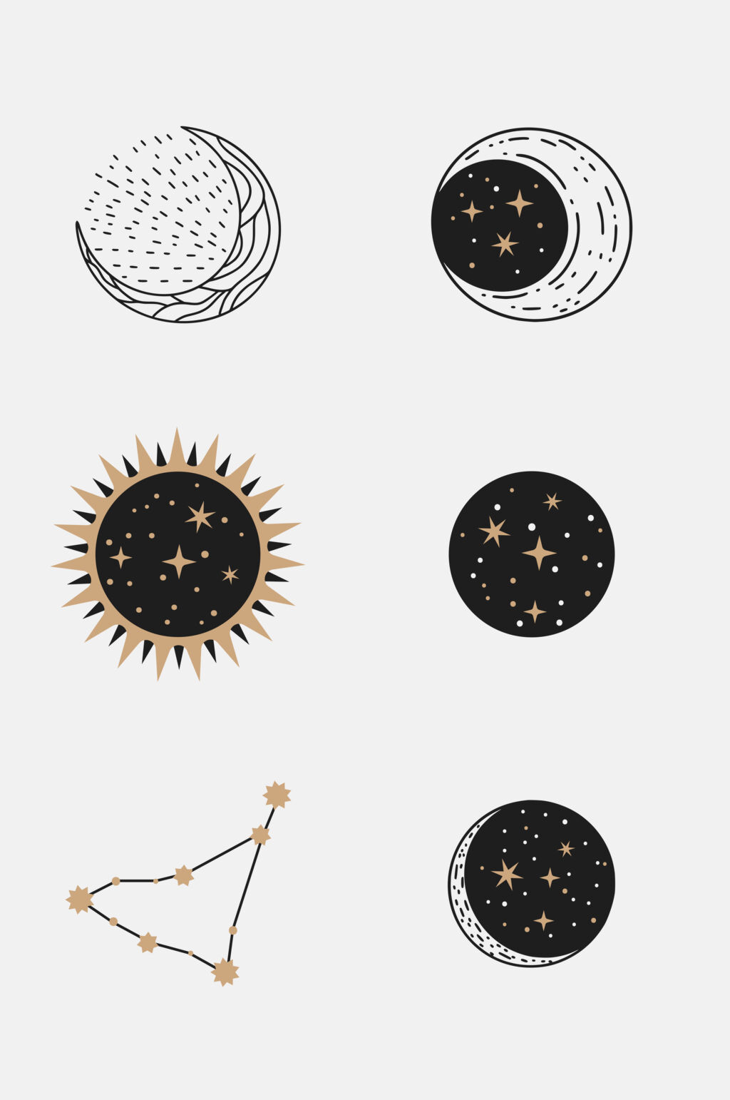 月亮黑黄清新神秘占星天体免抠素材素材