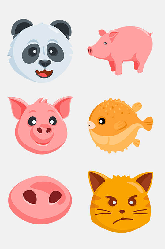 可爱猪头卡通动物免抠素材