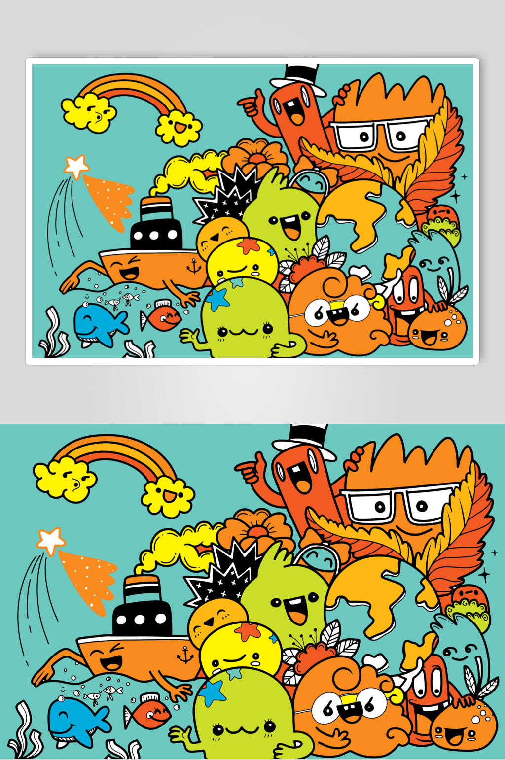 卡通可爱涂鸦插画矢量素材素材