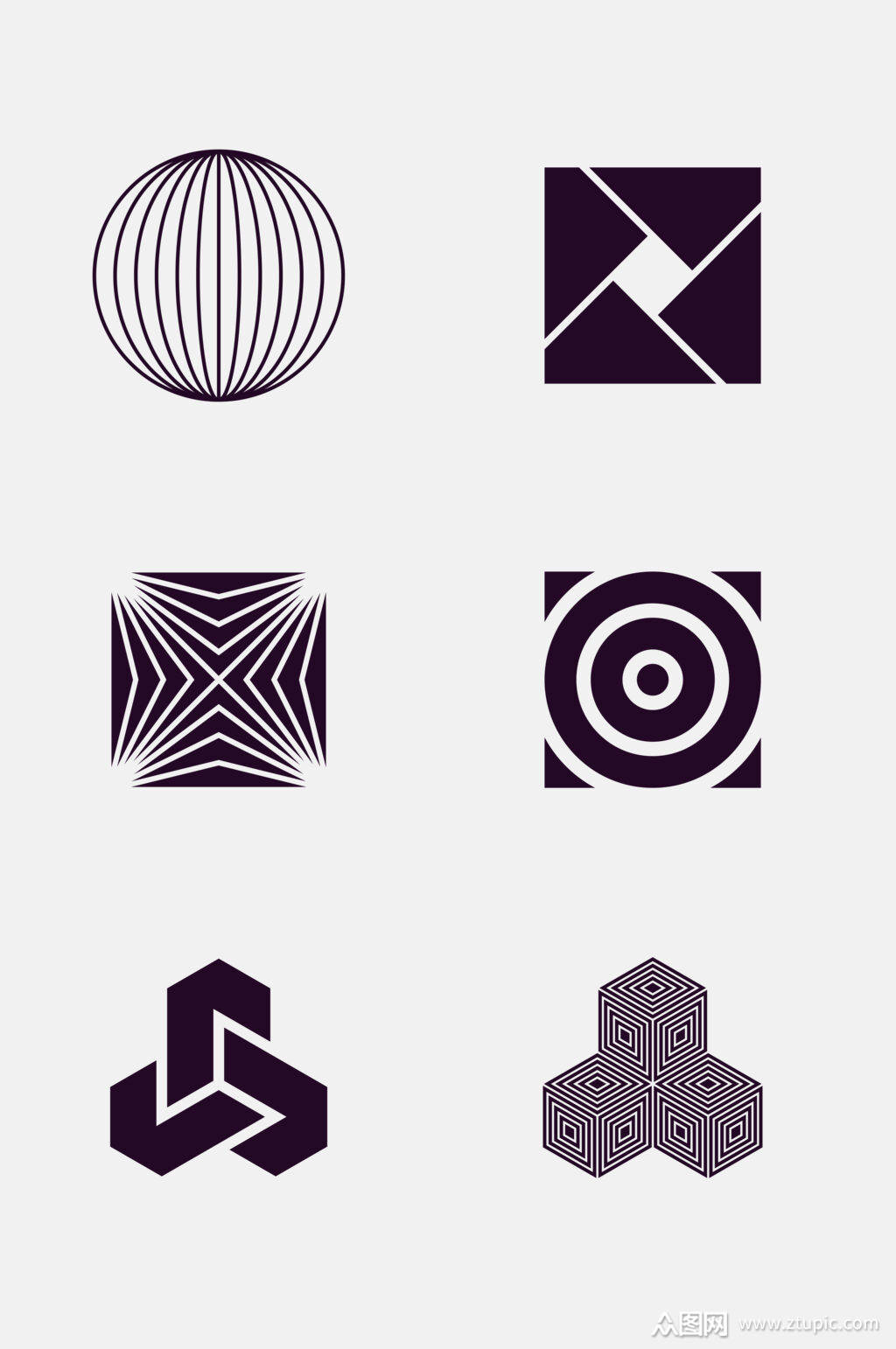 创意黑白抽象几何标志免抠素材素材