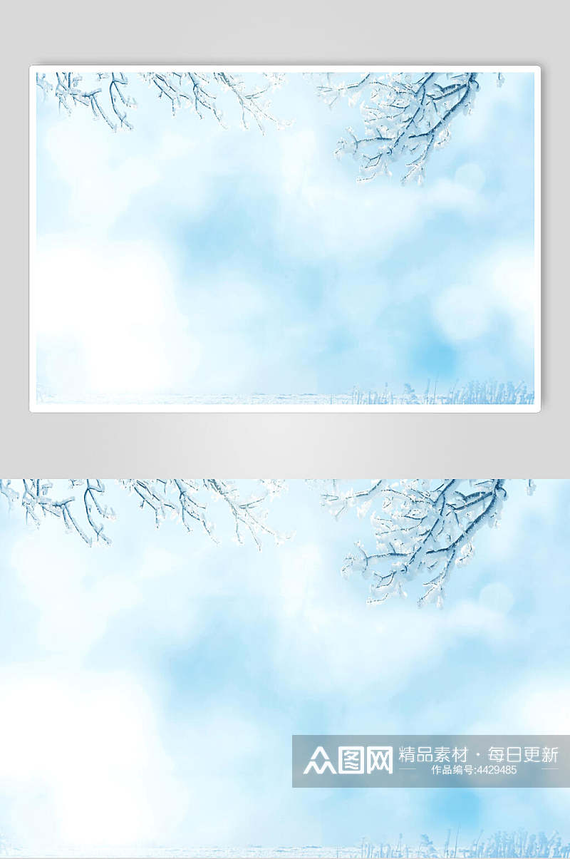 蓝色雪树冬季雪景摄影图素材