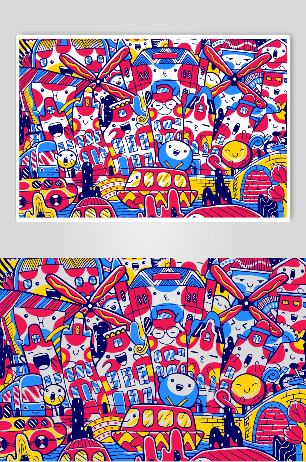 红色简约涂鸦插画矢量素材素材