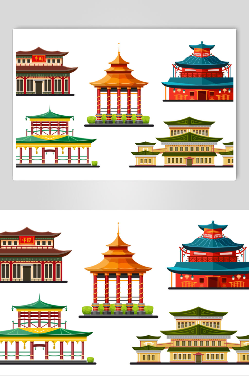 创意大气凉亭中式古代建筑矢量素材素材