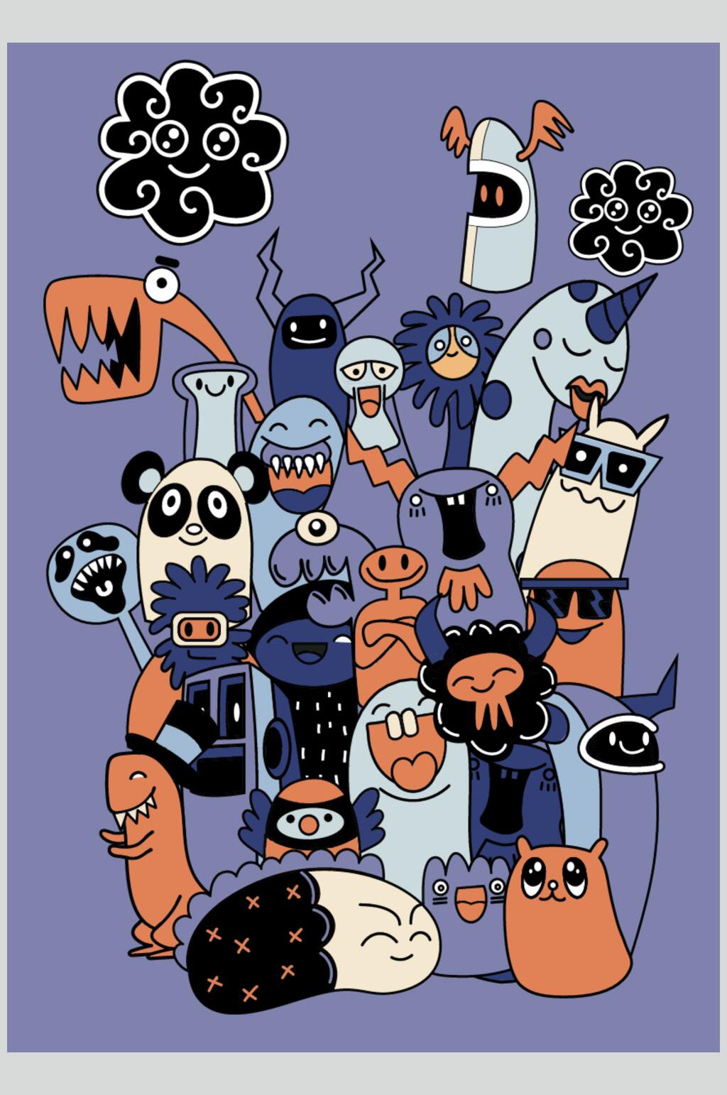 可爱手绘云朵清新涂鸦插画矢量素材素材