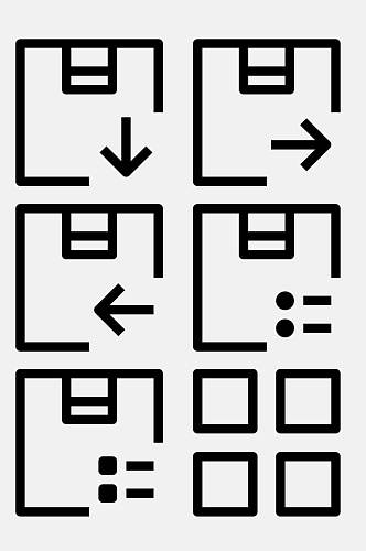 箭头方形黑色简约线条图标免抠素材