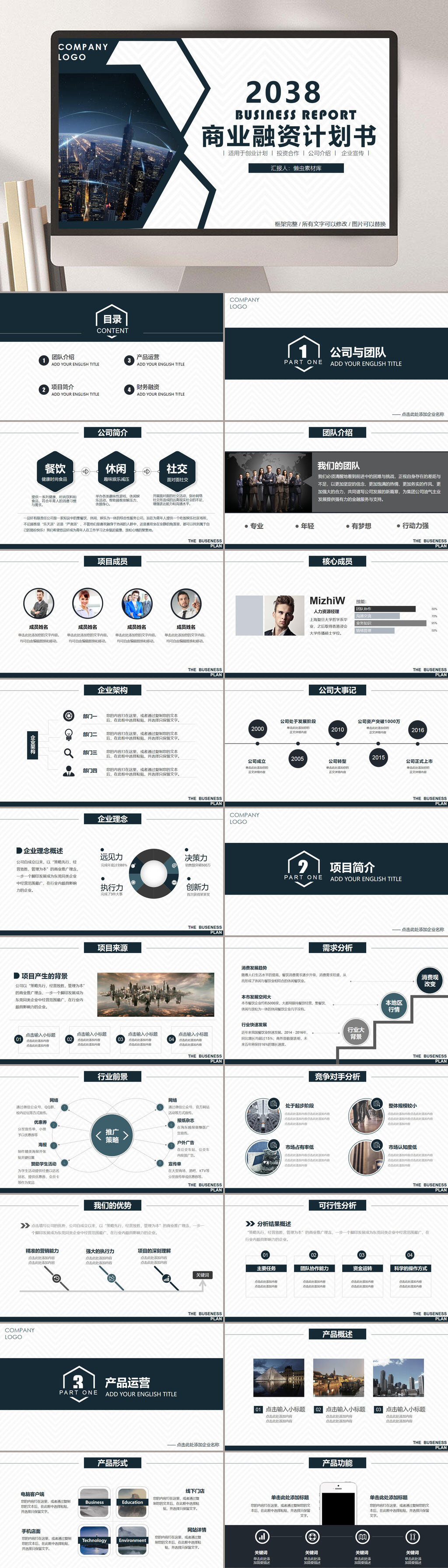 简约商业融资计划书PPT素材