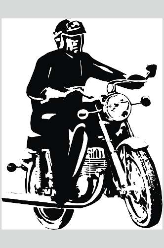 骑车黑色黑色摩托车套装矢量素材