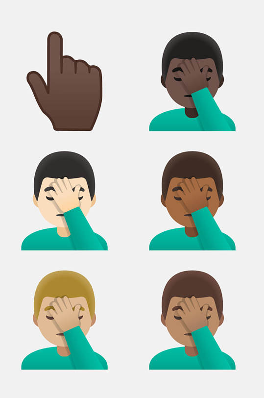 捂脸人物动作表情卡通免抠素材