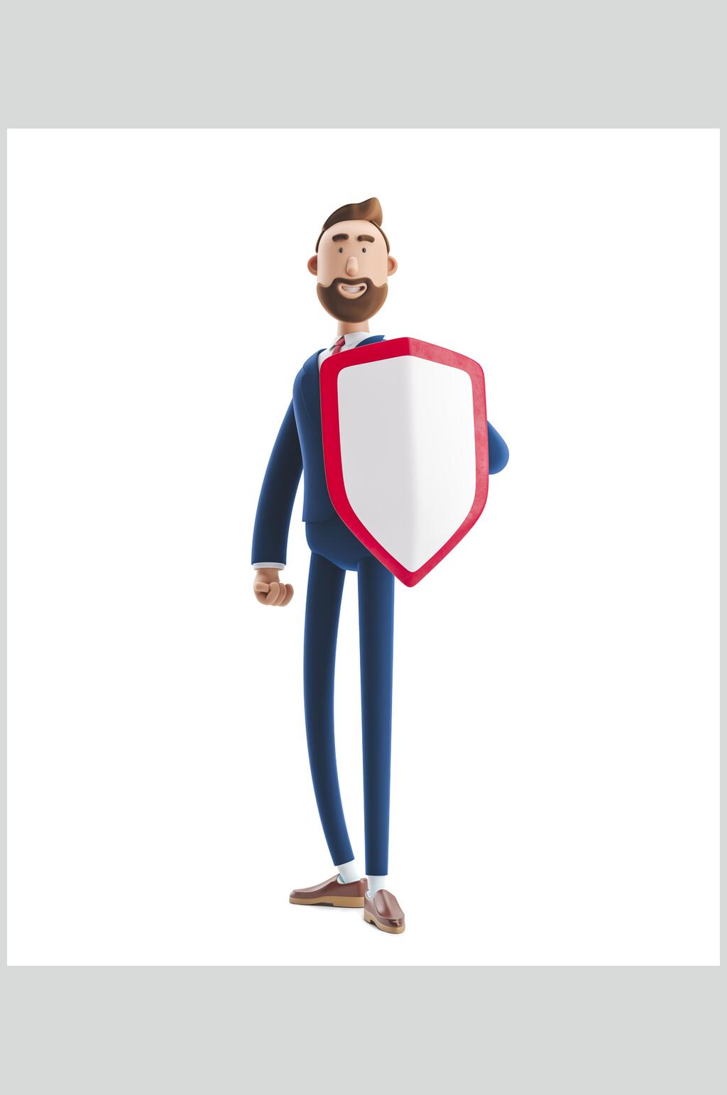 盾牌卡通立体商务3d人物元素素材素材