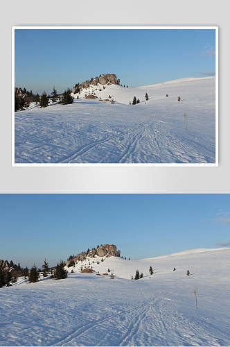 雪地实景雪山雪景图片