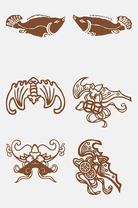 蝙蝠中国风瑞兽图案免抠素材