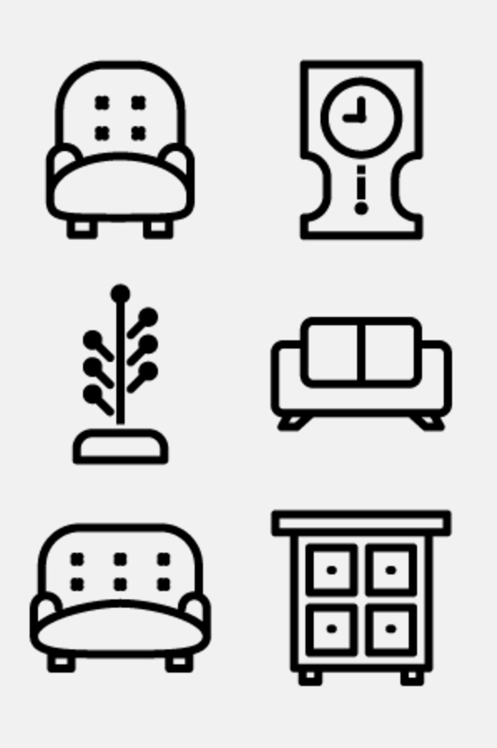 时间柜子沙发线性家具图案免抠素材素材