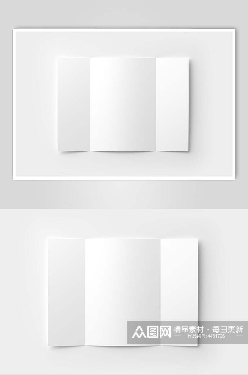 长方形褶皱白折页贴图展示样机素材
