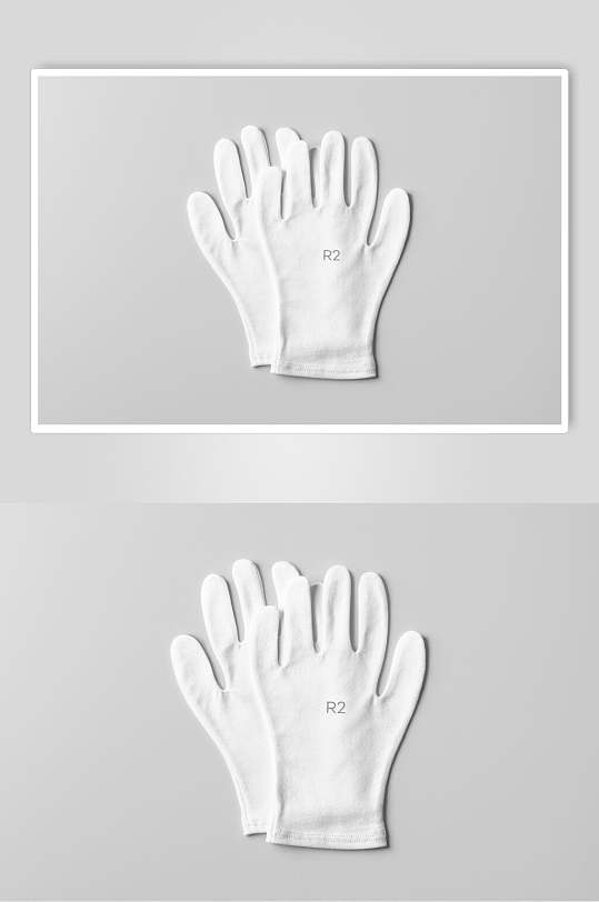 五指灰白色背景墙手套展示样机