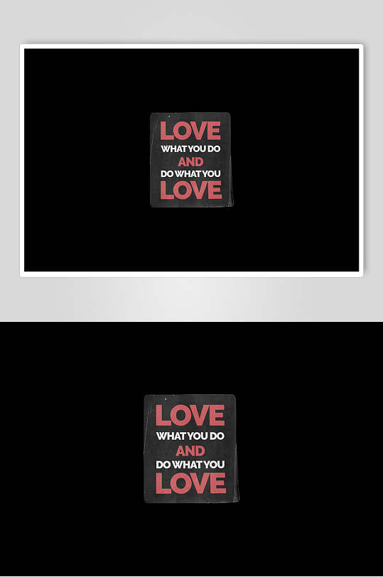 黑色英文复古标签贴纸样机-众图网