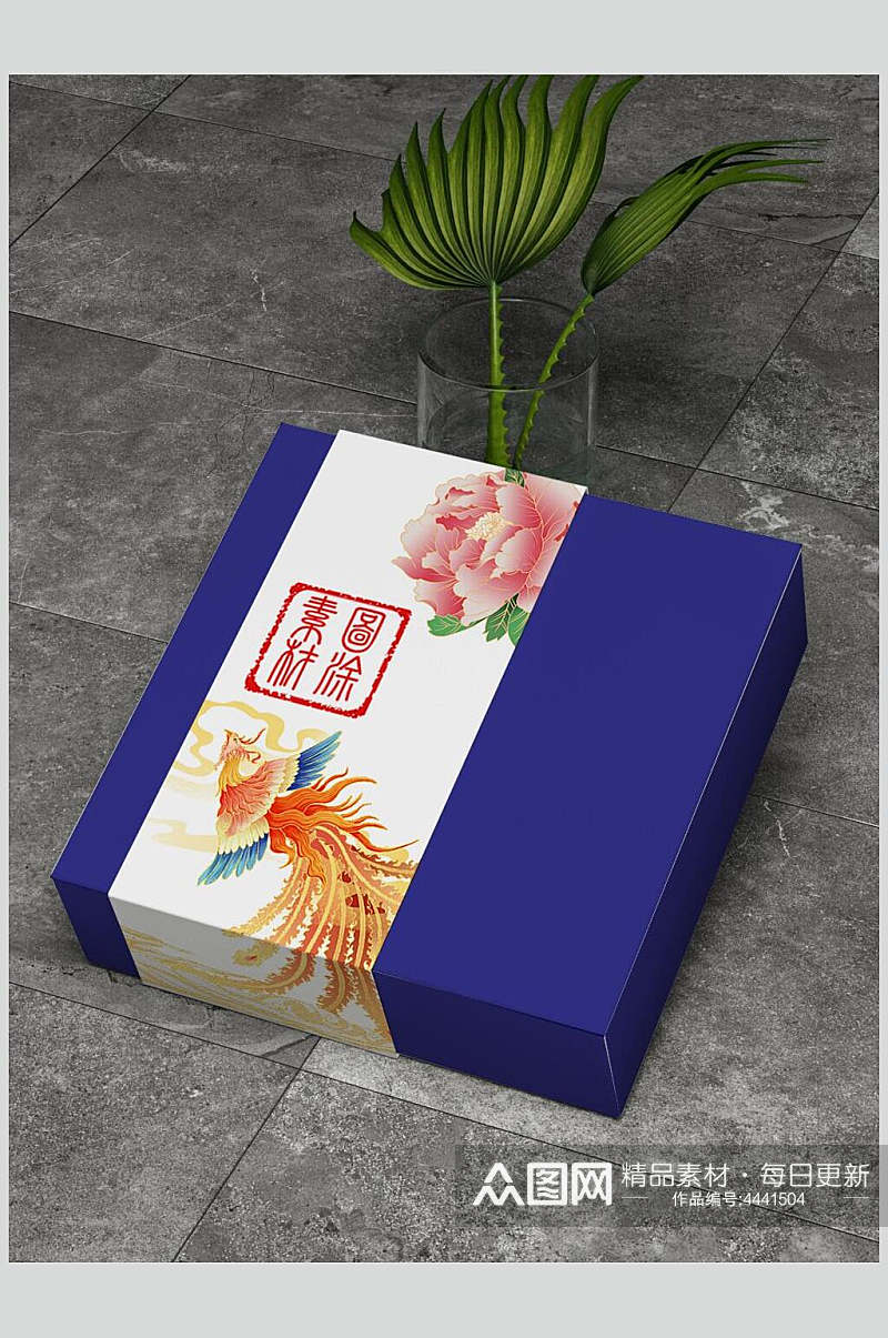 紫色国潮风礼盒包装样机素材