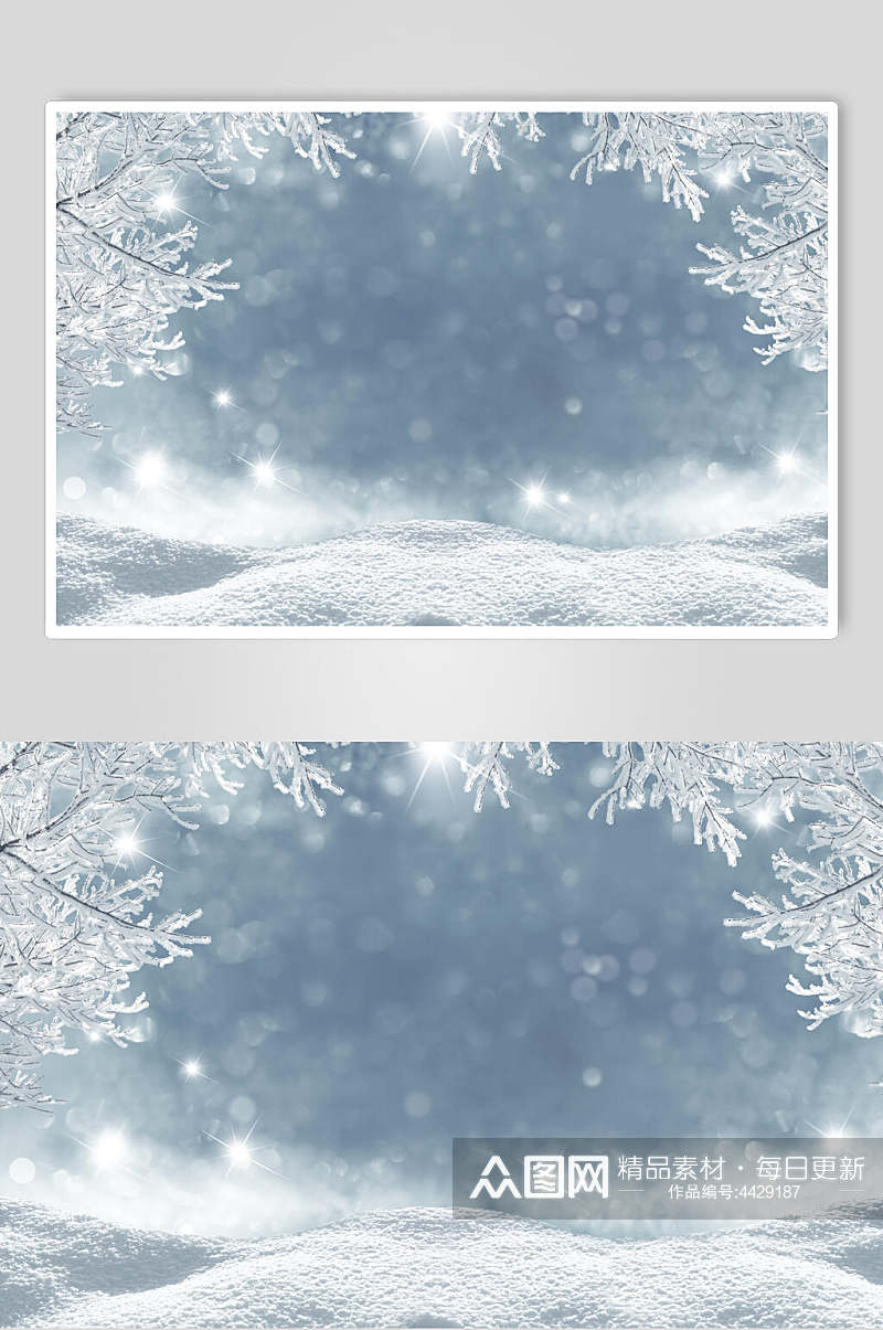 灰白色雪花冬季雪景摄影图素材