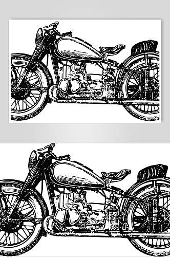 简约手绘摩托车套装矢量素材