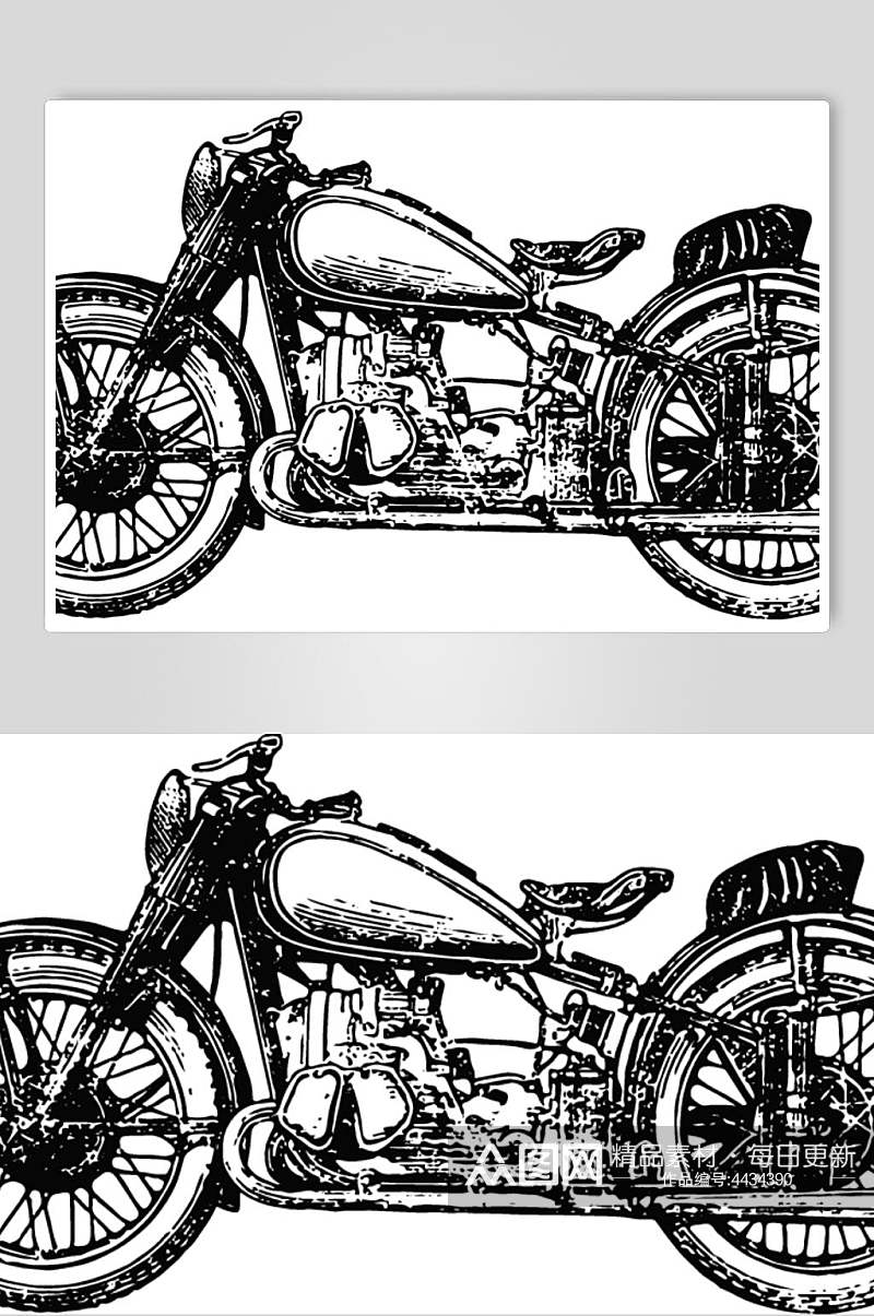简约手绘摩托车套装矢量素材素材