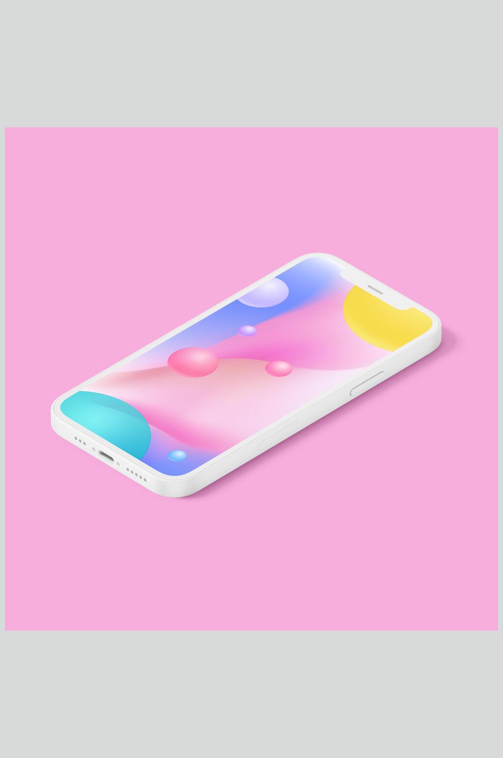 球形粉黄色iPhone手机展示样机素材