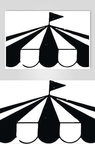 国旗黑白手绘清新马戏团矢量素材