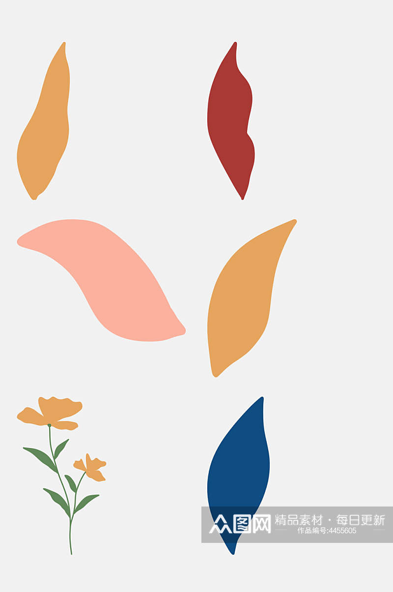 创意时尚植物花卉彩绘免抠素材素材