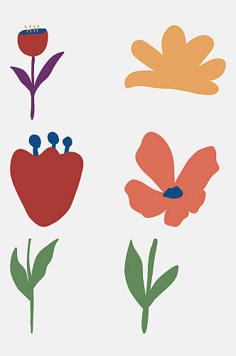 创意手绘植物花卉彩绘免抠素材