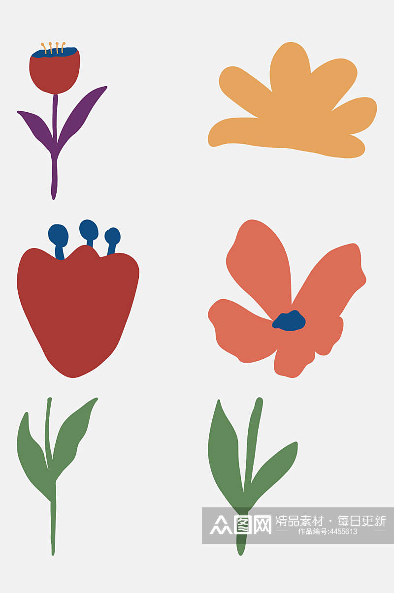 创意手绘植物花卉彩绘免抠素材素材