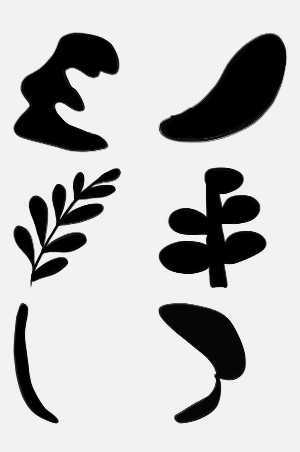 叶子黑色简约时尚抽象形状免抠素材素材