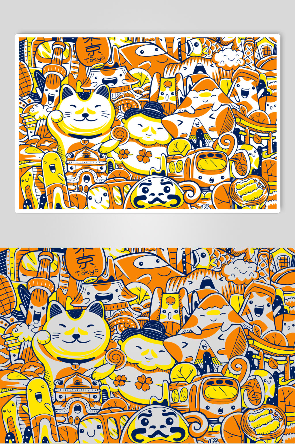猫咪涂鸦插画矢量素材素材