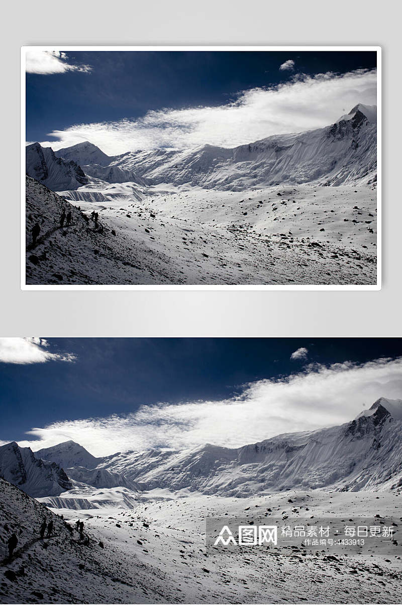 近景高清蓝天白云雪山雪景图片素材