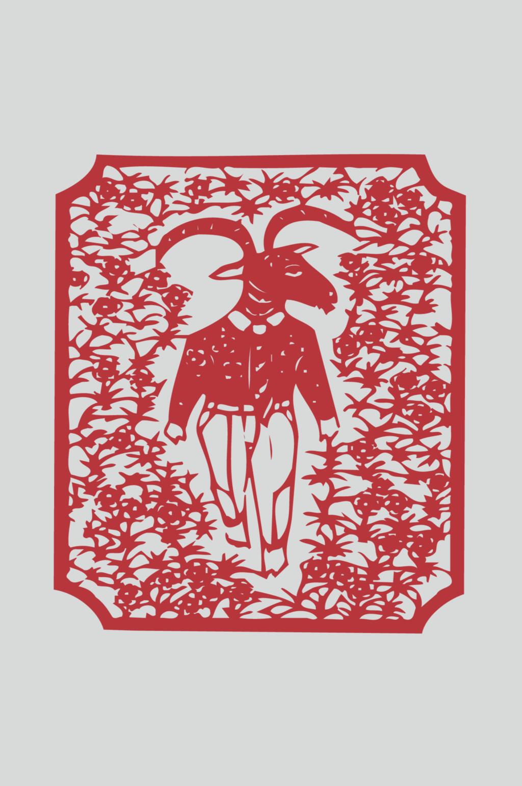 红色生肖剪纸图案矢量素材素材