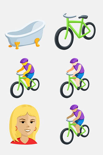 单车浴巾少女卡通人物图案免抠素材